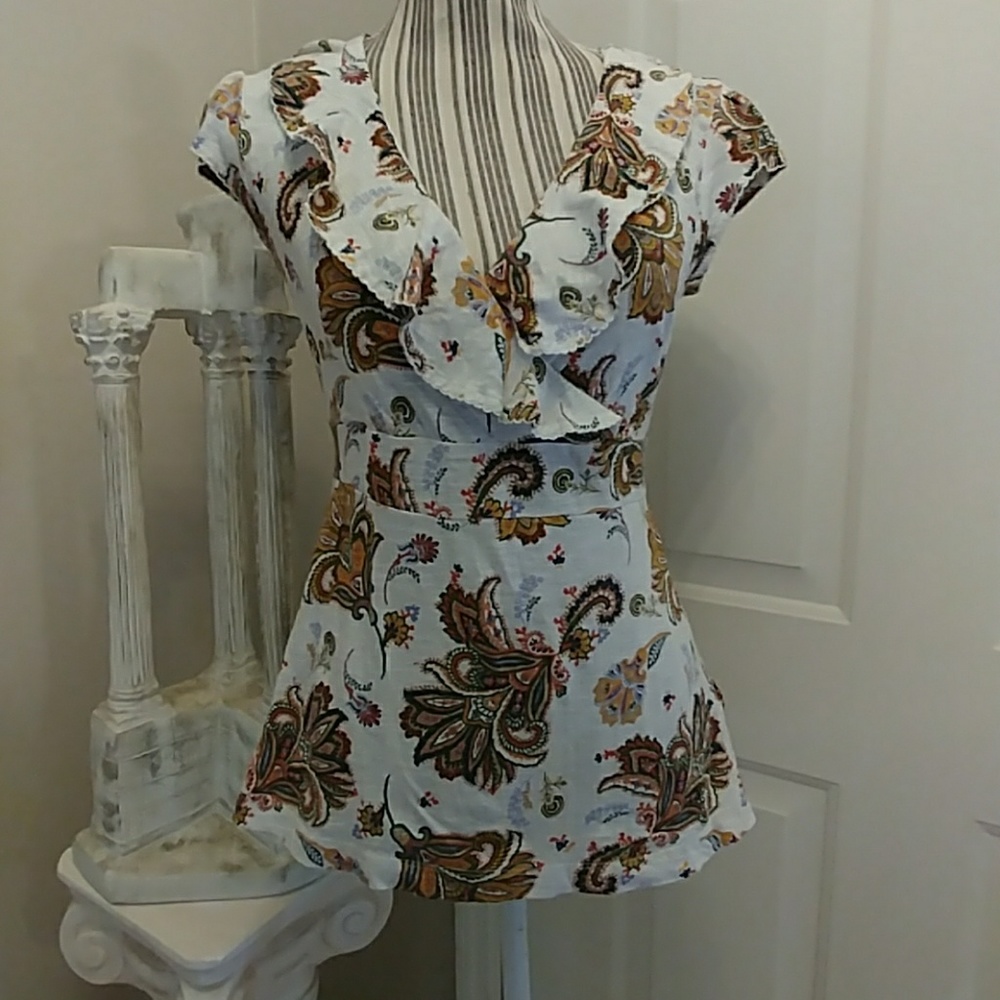 Tommy Hilfiger Surplice Ruffled SS Top